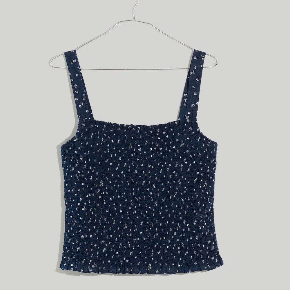 Vintage Inspired Madewell Lucie Smocked Tank in Bandana Flower print
